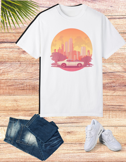 Urban Sunset Cruise Tee: Retro City Vibes