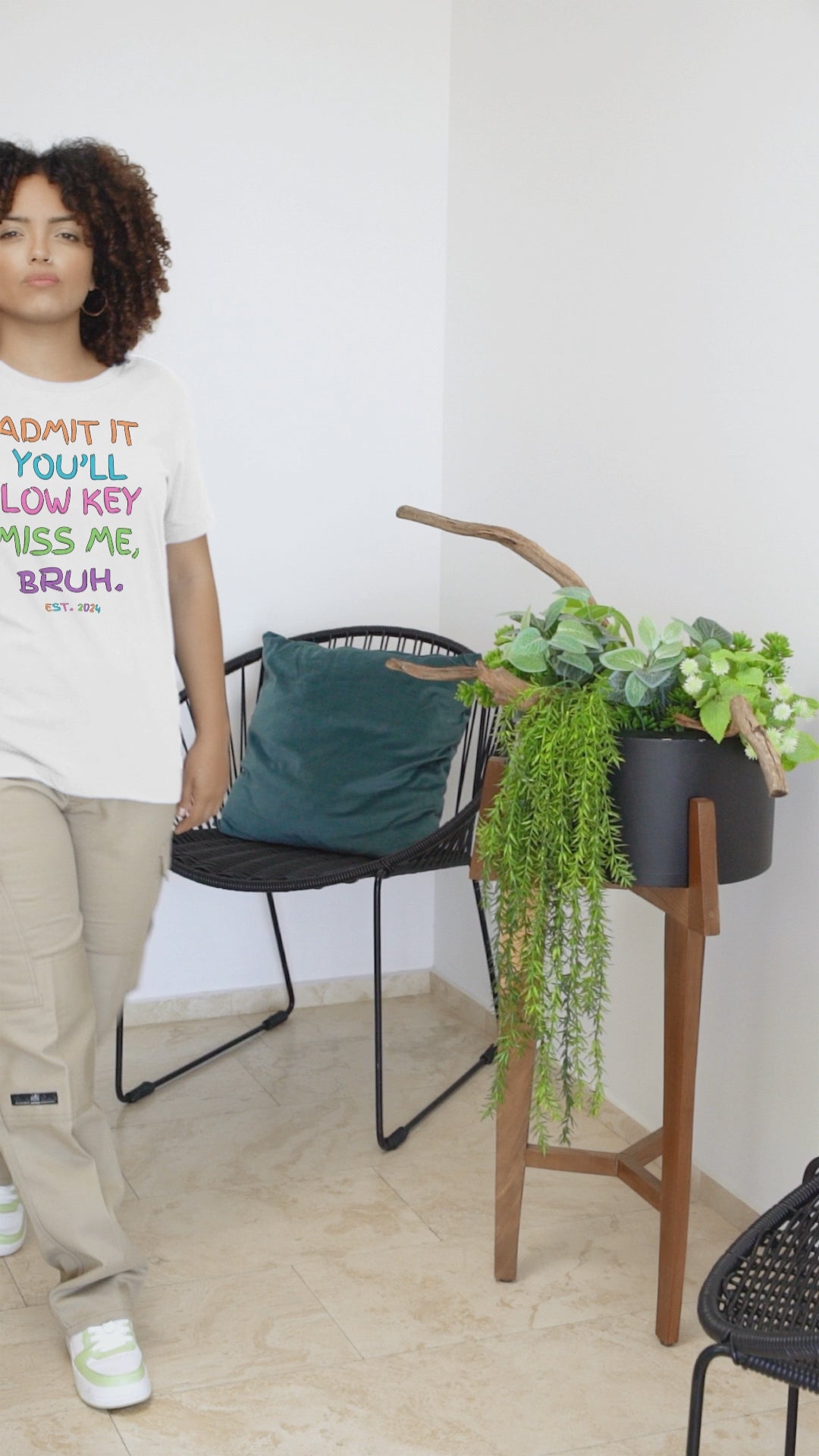 T-shirt featuring colorful text that reads 'Admit It, You’ll Low Key Miss Me, Bruh', a playful summer shirt perfect for teachers, celebrating the end of the school year.